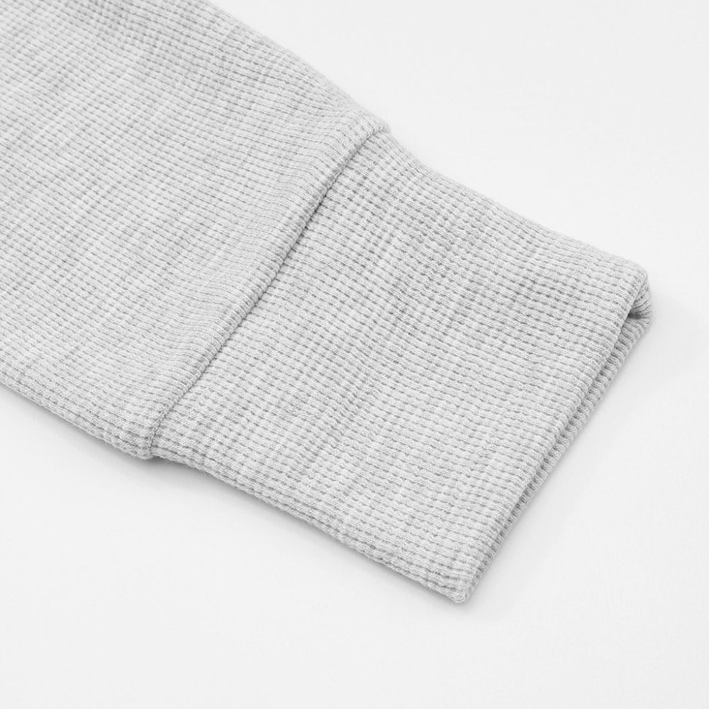 Light Gray Thermal Waffle Knit Open Front Pocketed Long Cardigan Fall Winter - Picture 8 of 10